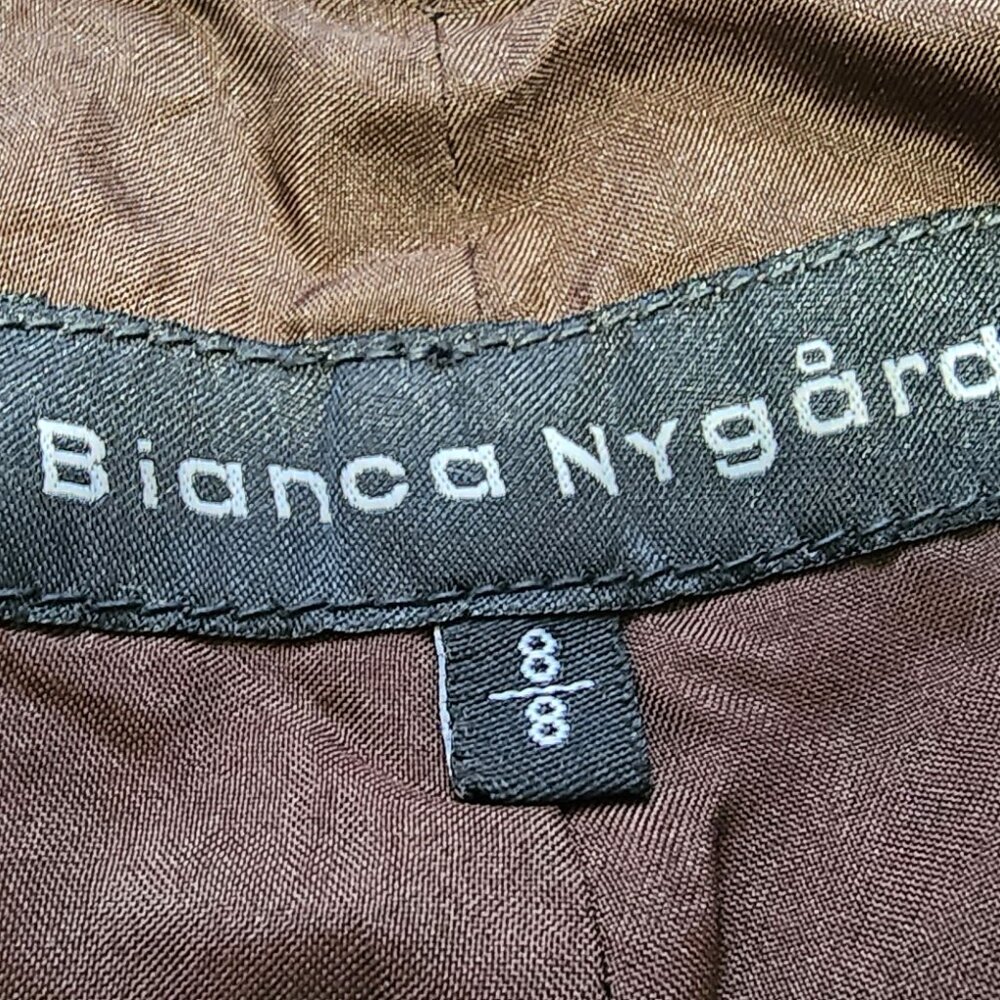Bianca Nygard Women's Chocolate Brown High Waisted Leather Pants Size 8 - Picture 7 of 8